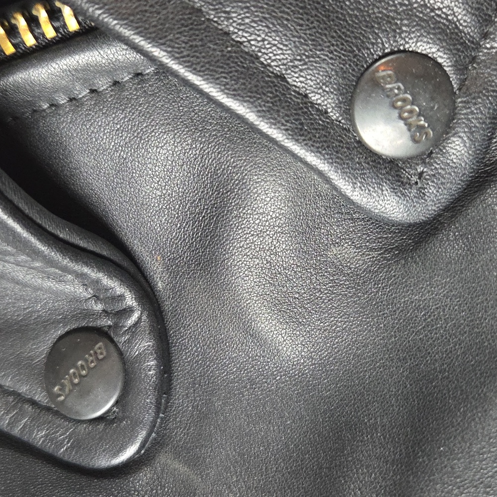 Brooks Black Leather Biker Jacket Coat Womens Size 42 MEDIUM Womans M - Picture 14 of 16